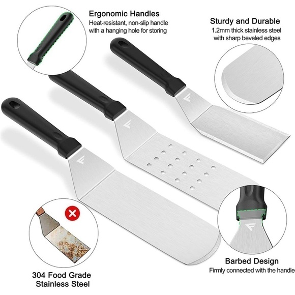 Brand New 17-Piece Griddle Accessories Kit Flat Top Grill Set BBQ Spatula Tools - Picture 3 of 15
